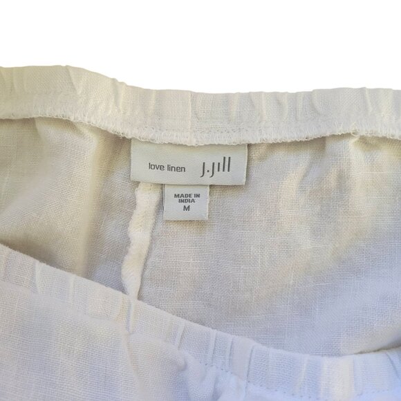 J. Jill Love Linen White Wide-Leg Pants Elastic Waist Pull-On Women's Medium - Picture 3 of 4